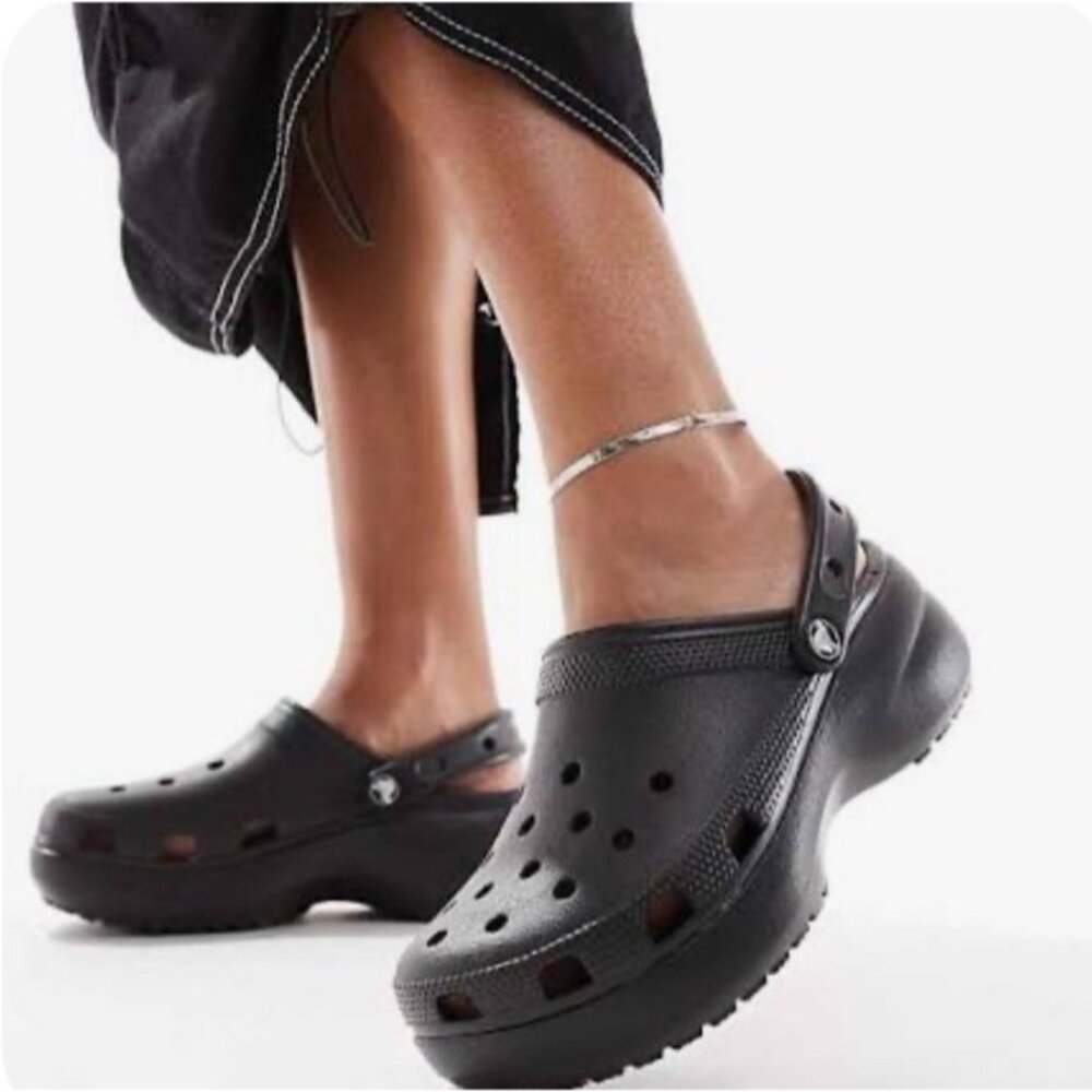 CROCS Classic Platform Clogs in Black